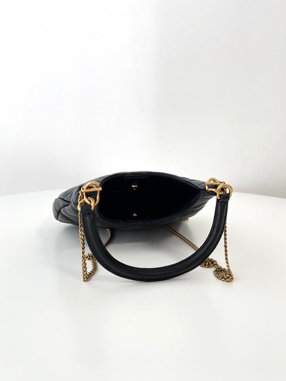 Black Leather Sade Hobo Chain Bag YLS - Level 5