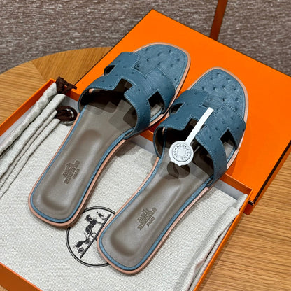 Blue Ostrich Oran Sandals - Level X