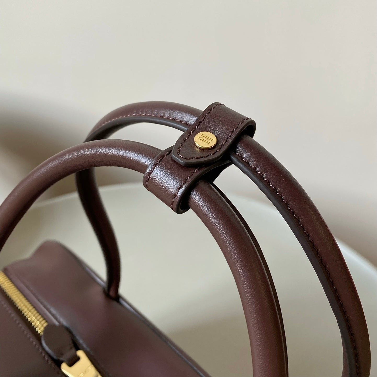 Brown Leather Beau Bag MIU - Level 5