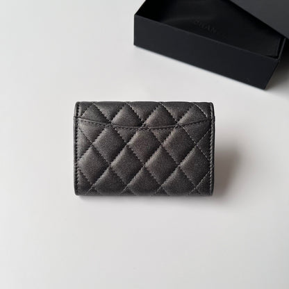 Flap Card Holder Iridescent Quilted Leather CNL - Level 5