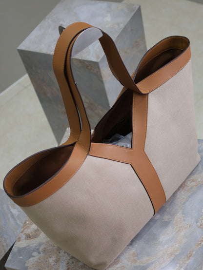 Y Tote Brown Leather & Canvas YLS - Level 5