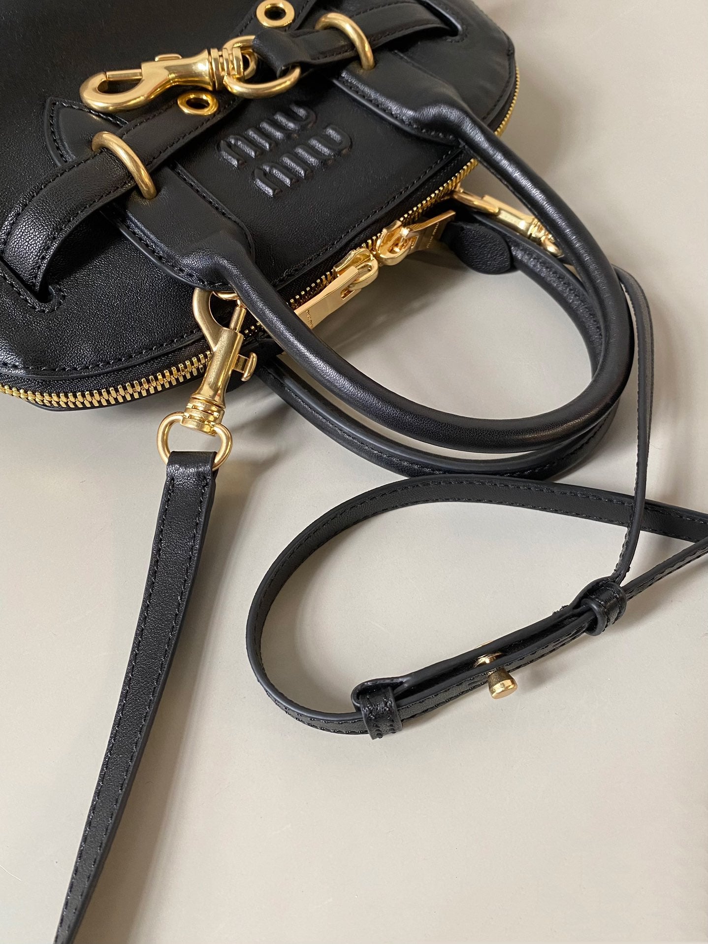 Black Leather Adventure Bag MIU - Level 5