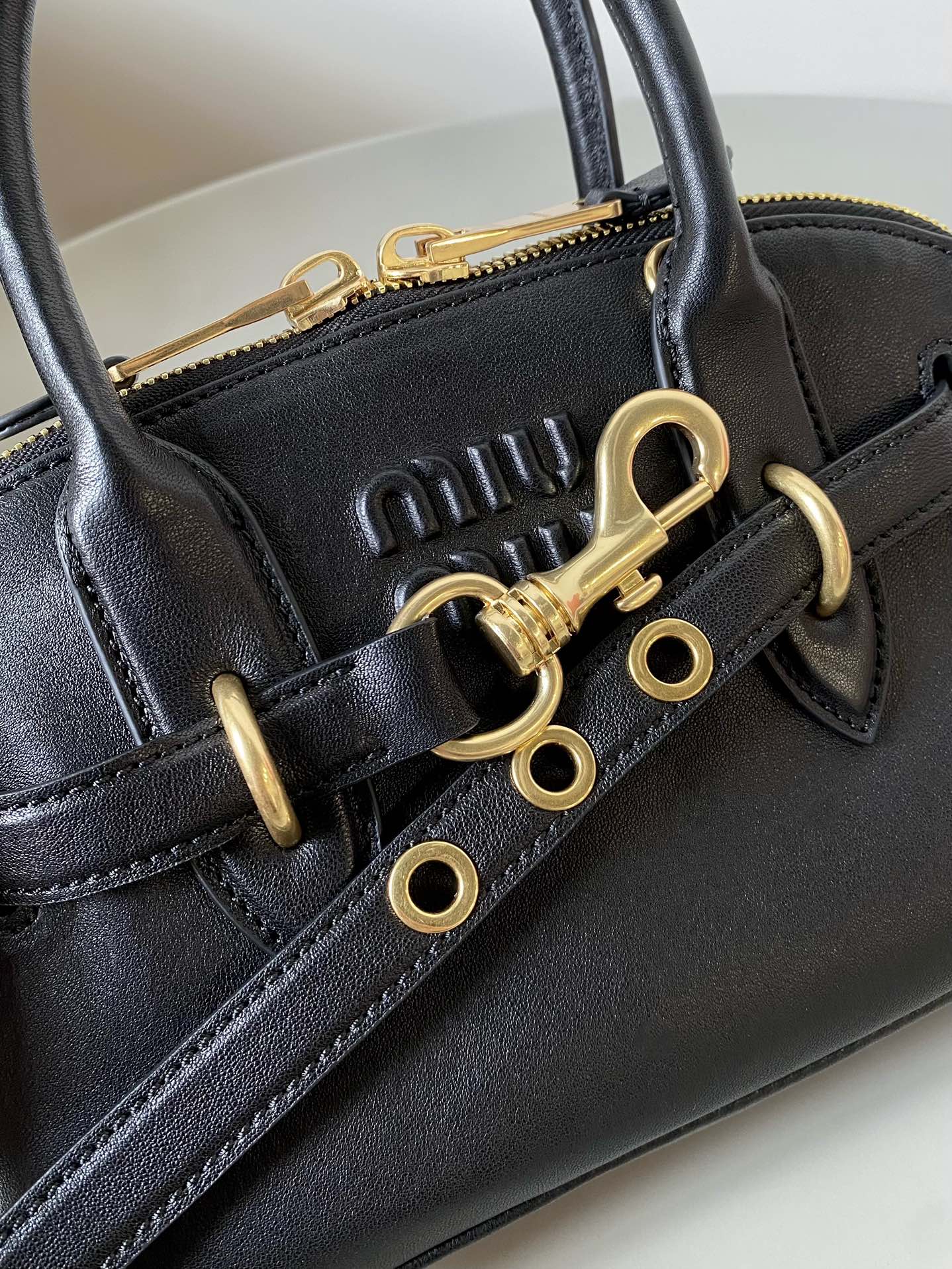 Black Leather Adventure Bag MIU - Level 5