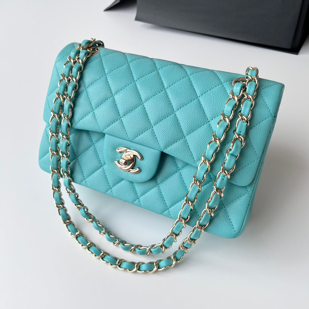 Bright Blue Caviar Leather Small Flap Bag CNL - Level X