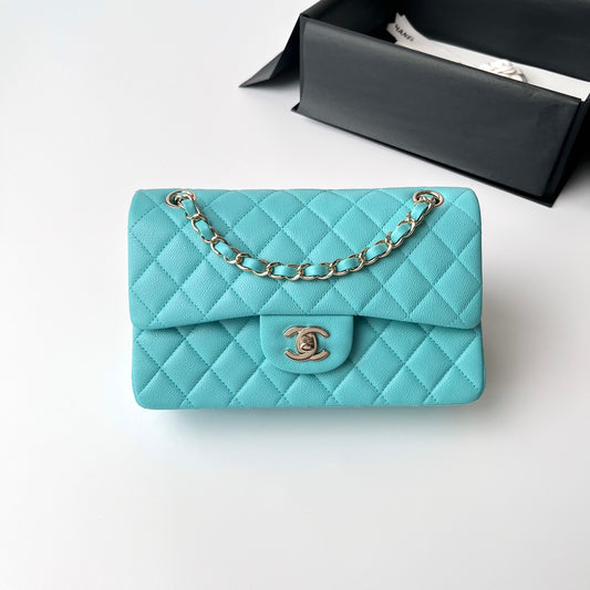 Bright Blue Caviar Leather Small Flap Bag CNL - Level X