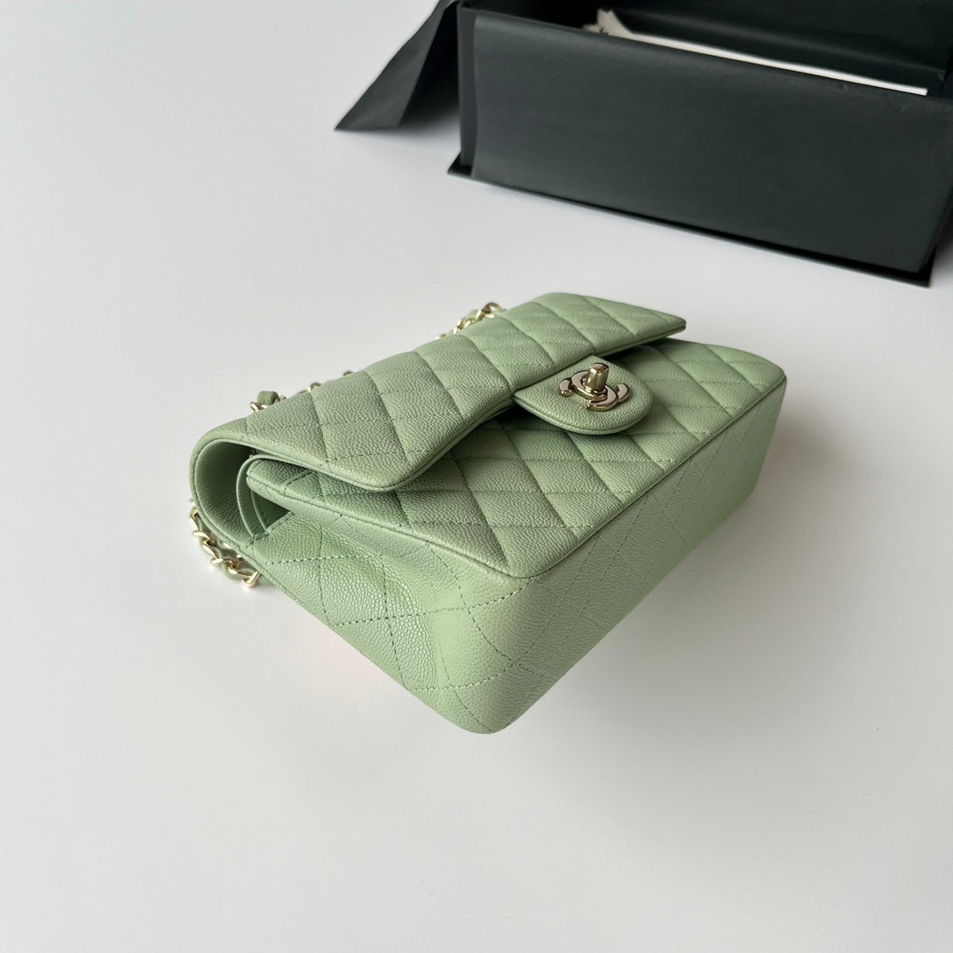 Light Green Caviar Leather Small Flap Bag CNL - Level X