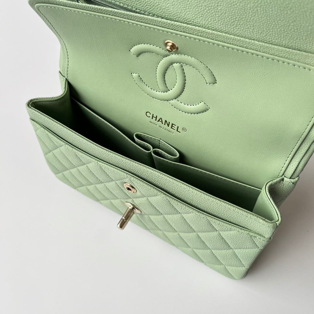 Light Green Caviar Leather Small Flap Bag CNL - Level X