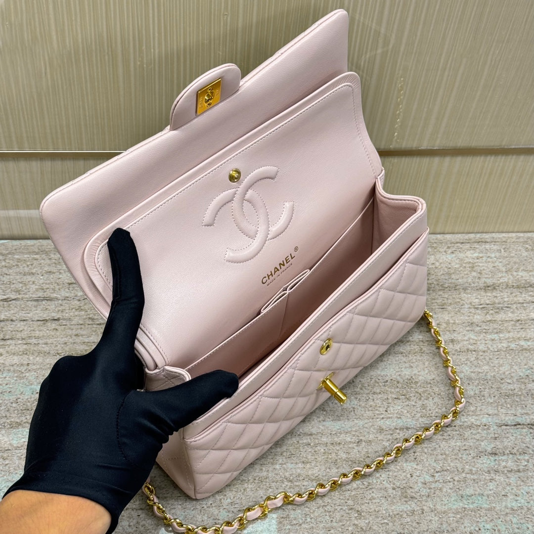 Light Pink Lambskin Leather Medium Flap Bag - Level X