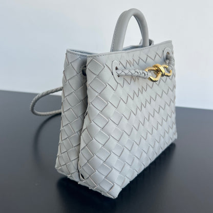 Small Andiamo Tote Grey Woven Leather BTV - Level 5