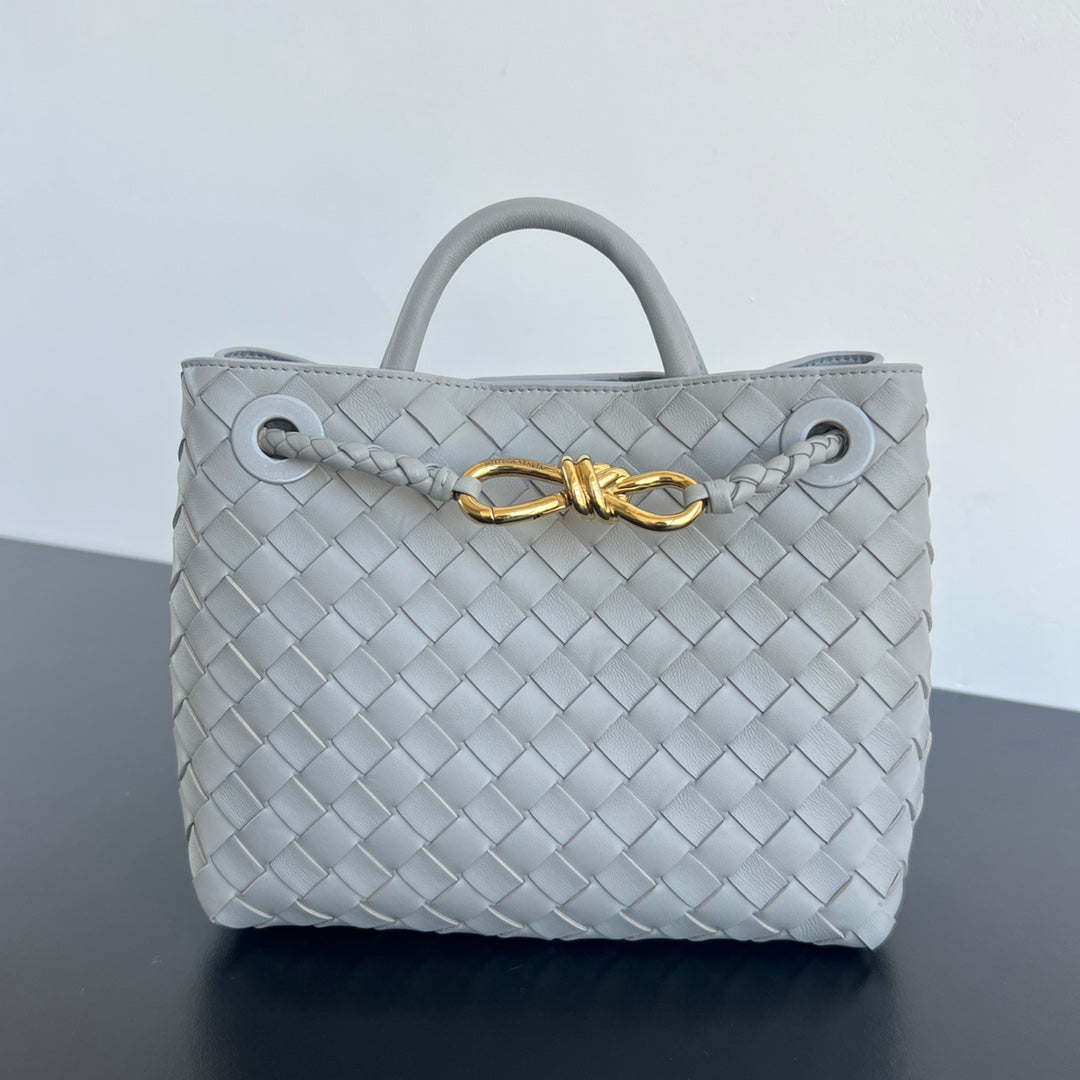 Small Andiamo Tote Grey Woven Leather BTV - Level 5