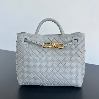 Small Andiamo Tote Grey Woven Leather BTV - Level 5