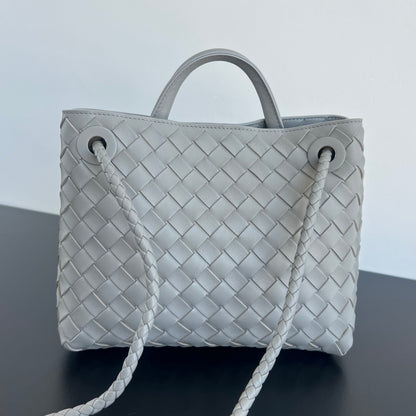 Small Andiamo Tote Grey Woven Leather BTV - Level 5