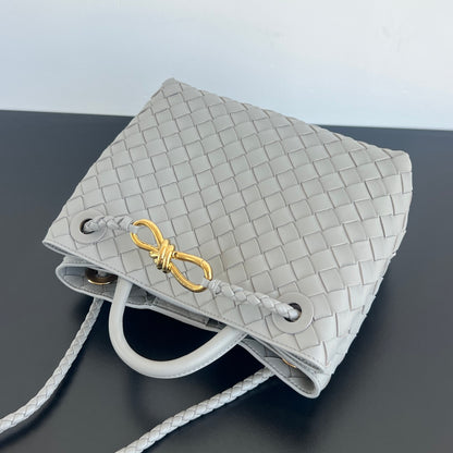 Small Andiamo Tote Grey Woven Leather BTV - Level 5