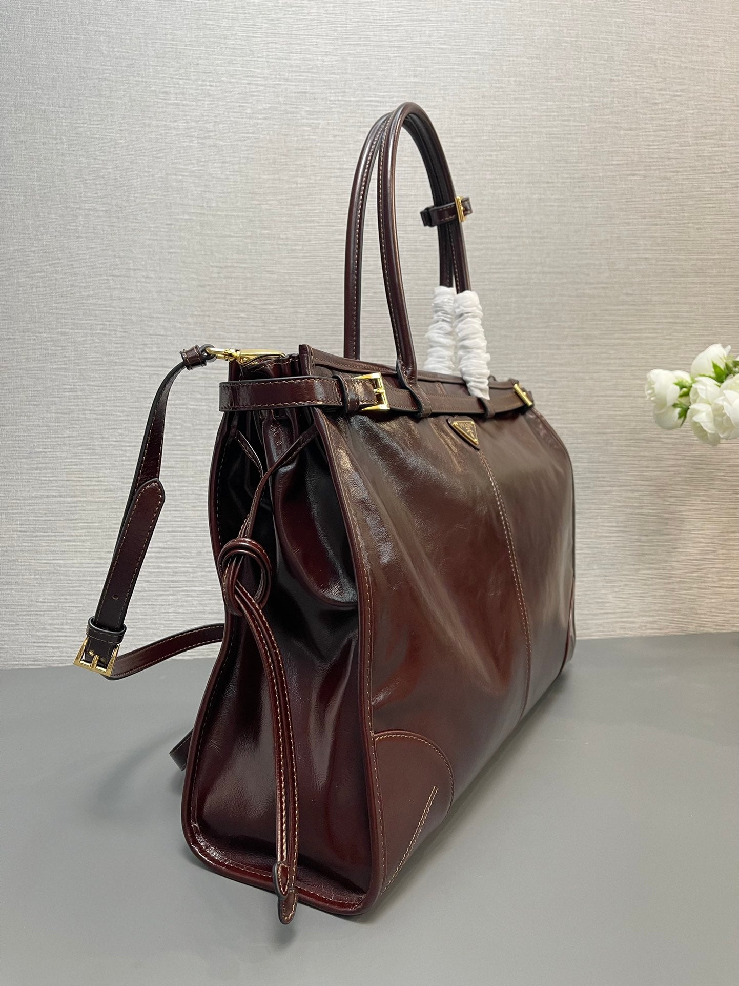 Extra Large Leather Bag Dark Brown PRD - Level 5