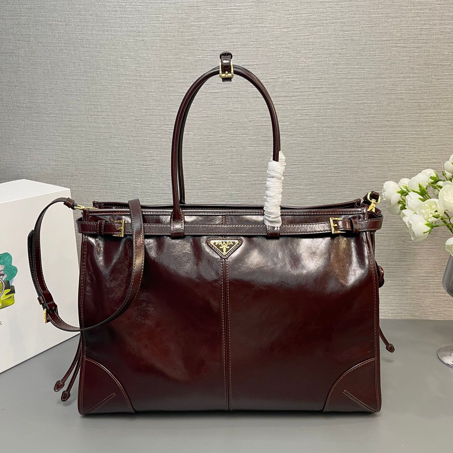 Extra Large Leather Bag Dark Brown PRD - Level 5