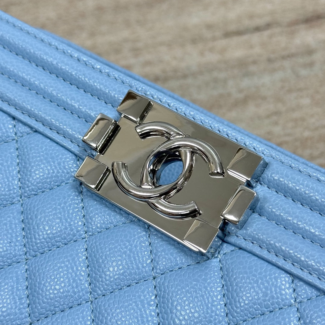 Blue Caviar Leather Medium Boy Bag - Level X