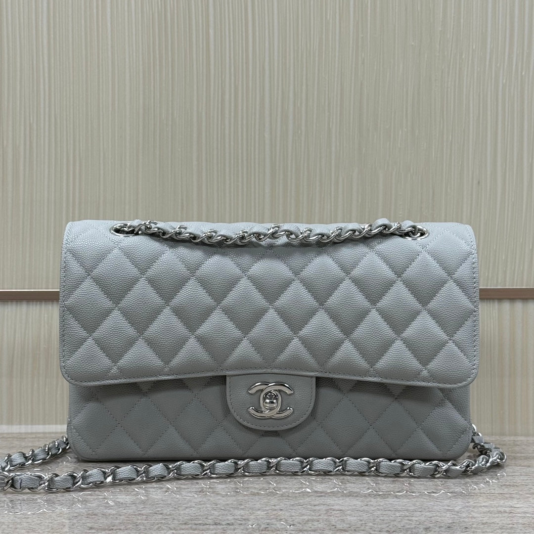 Grey Caviar Leather Medium Flap Bag - Level X