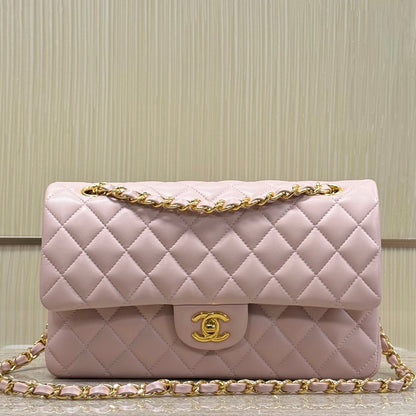 Light Pink Lambskin Leather Medium Flap Bag - Level X