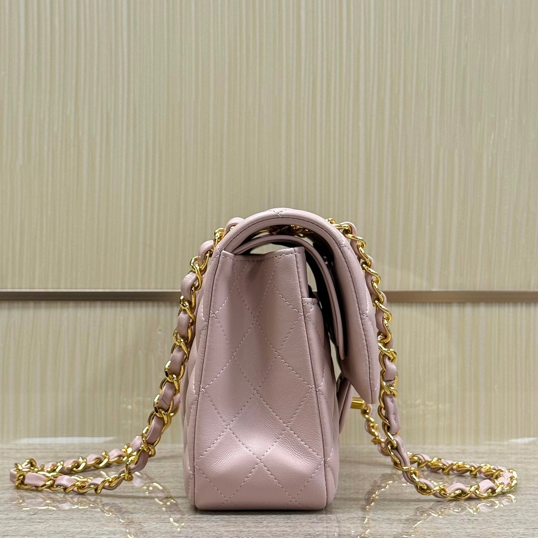 Light Pink Lambskin Leather Medium Flap Bag - Level X