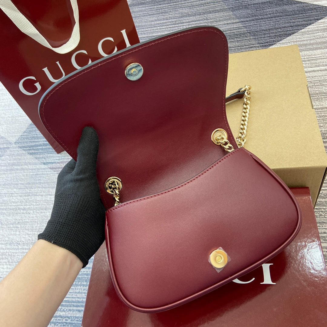 Blondie Leather Chain Bag Dark Red GCI - Level 5