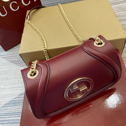 Blondie Leather Chain Bag Dark Red GCI - Level 5