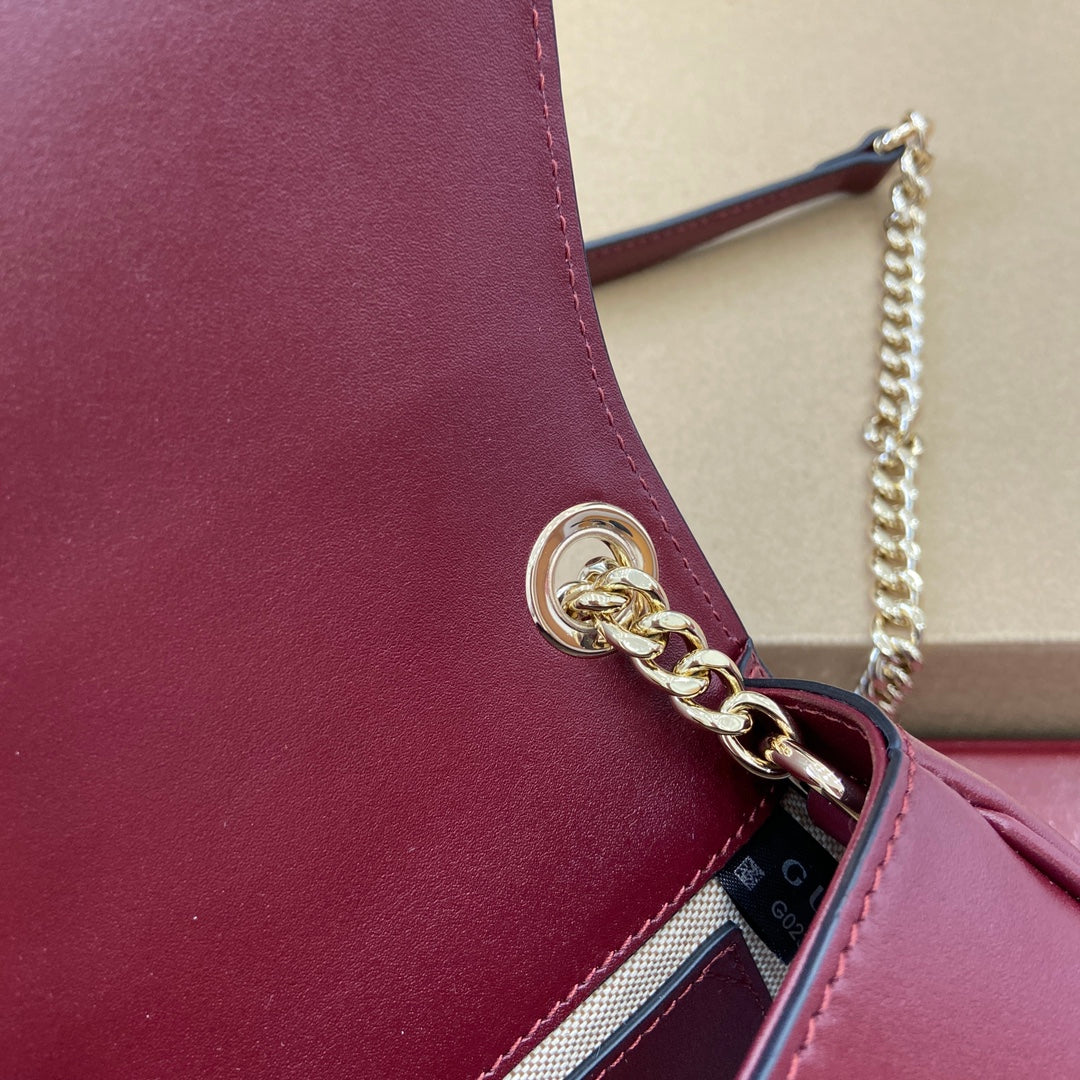 Blondie Leather Chain Bag Dark Red GCI - Level 5