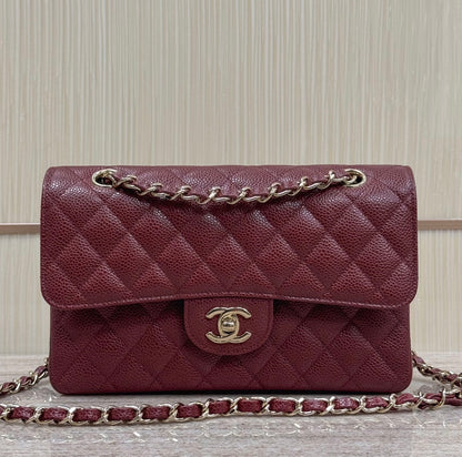 Dark Red Caviar Leather Small Flap Bag CNL - Level X