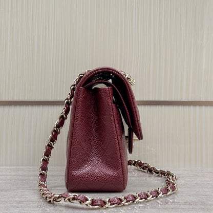 Dark Red Caviar Leather Small Flap Bag CNL - Level X