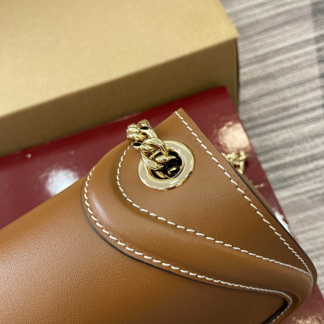 Blondie Leather Chain Bag Brown GCI - Level 5