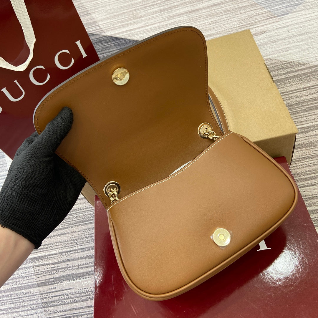 Blondie Leather & Canvas Chain Bag Brown GCI - Level 5