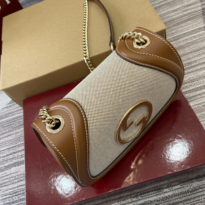 Blondie Leather & Canvas Chain Bag Brown GCI - Level 5