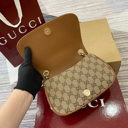 Blondie Leather & Canvas Chain Bag Brown Monogram GCI - Level 5