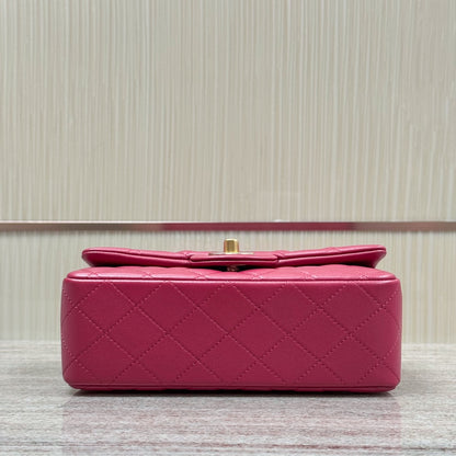 Dark Pink Lambskin Top Handle Mini Flap Bag CNL - Level X