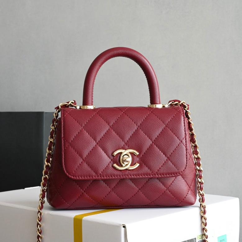 Mini Coco Top Handle Dark Red Caviar Leather CNL - Level 5