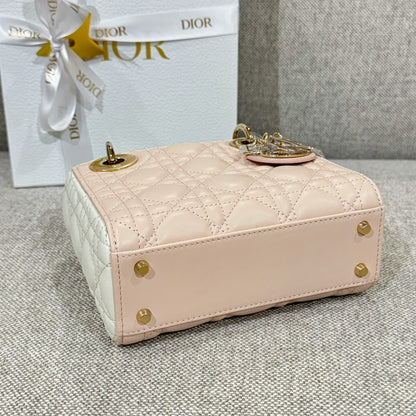 Mini Lady Two-Tone Pink & White Lambskin - Level X