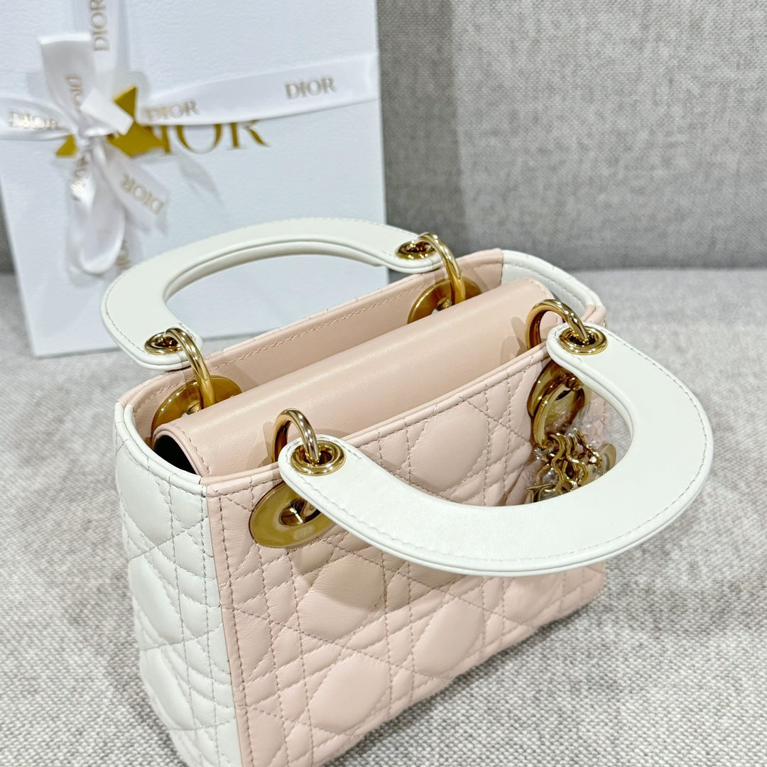 Mini Lady Two-Tone Pink & White Lambskin - Level X