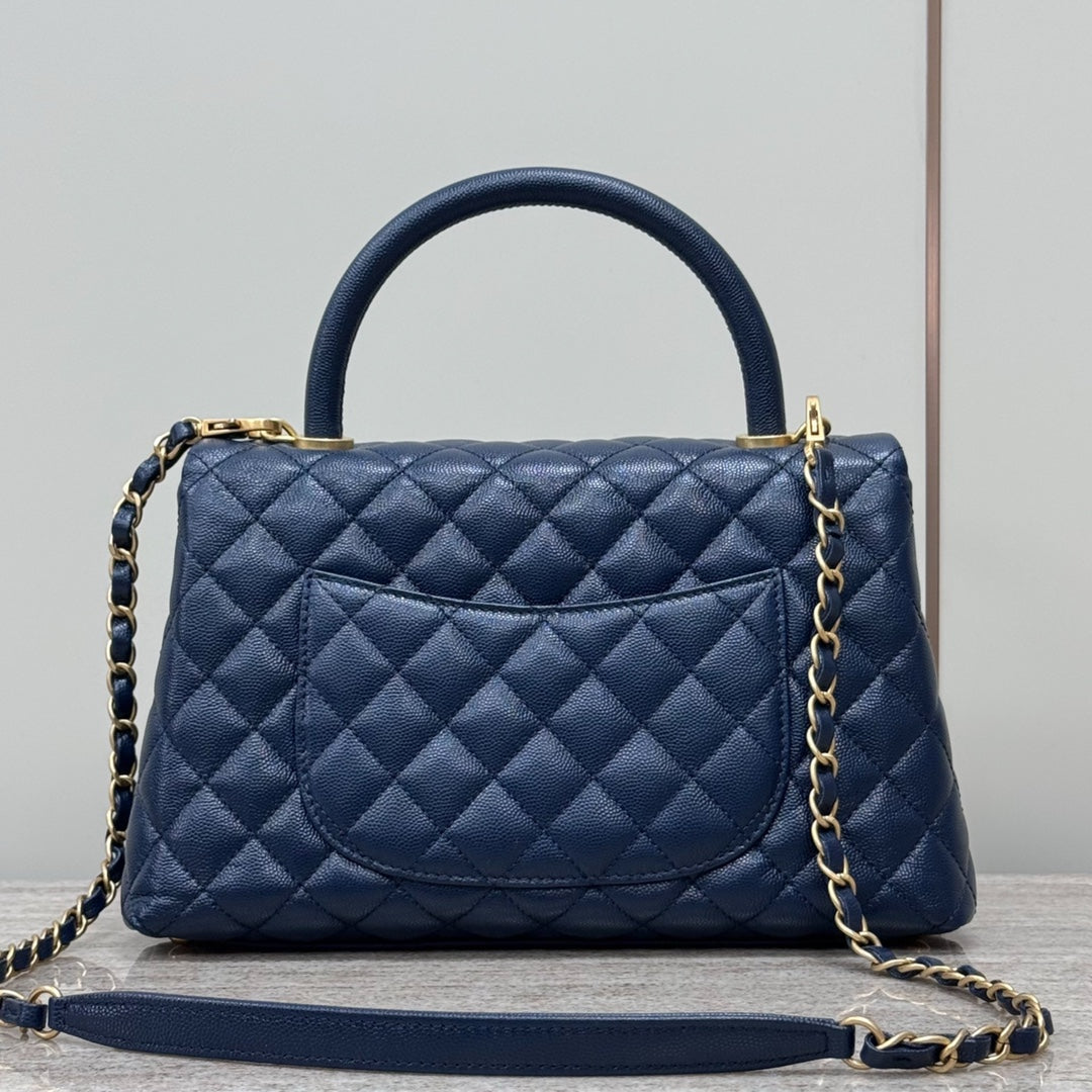 Medium Coco Top Handle Dark Blue Caviar Leather CNL - Level X