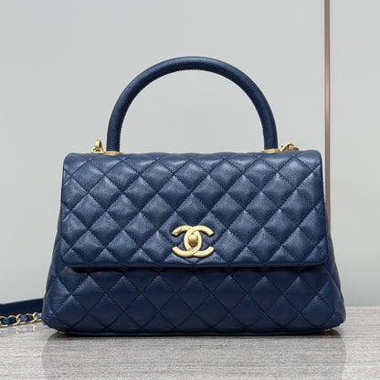 Medium Coco Top Handle Dark Blue Caviar Leather CNL - Level X