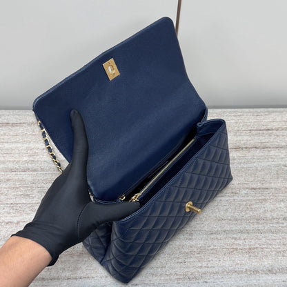 Medium Coco Top Handle Dark Blue Caviar Leather CNL - Level X