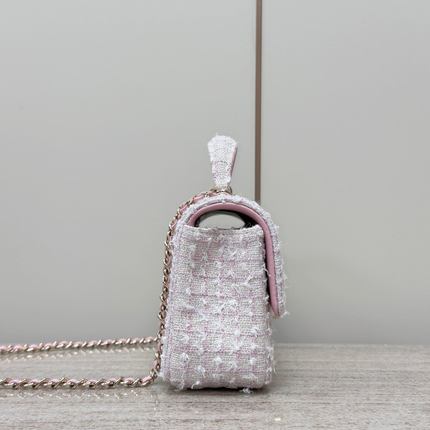 Pink Tweed Top Handle Mini Flap Bag CNL - Level X