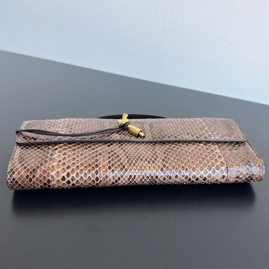 Brown Python Andiamo Clutch - Level 5