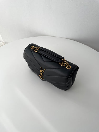 Black Leather New Small Loulou Bag - Level 5