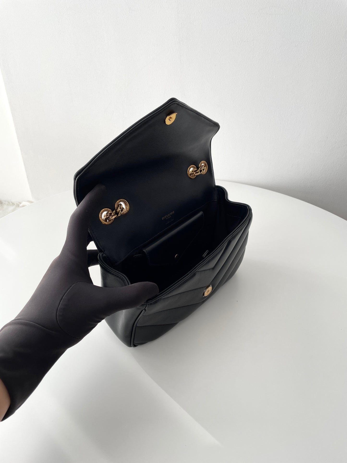 Black Leather New Small Loulou Bag - Level 5