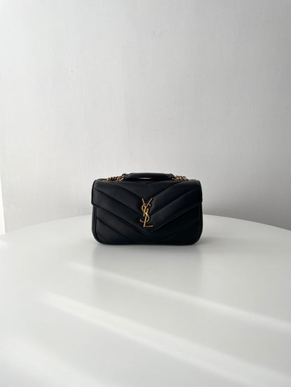 Black Leather New Small Loulou Bag - Level 5
