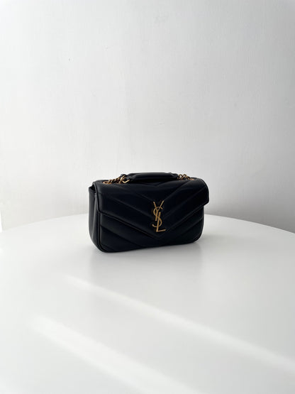 Black Leather New Small Loulou Bag - Level 5
