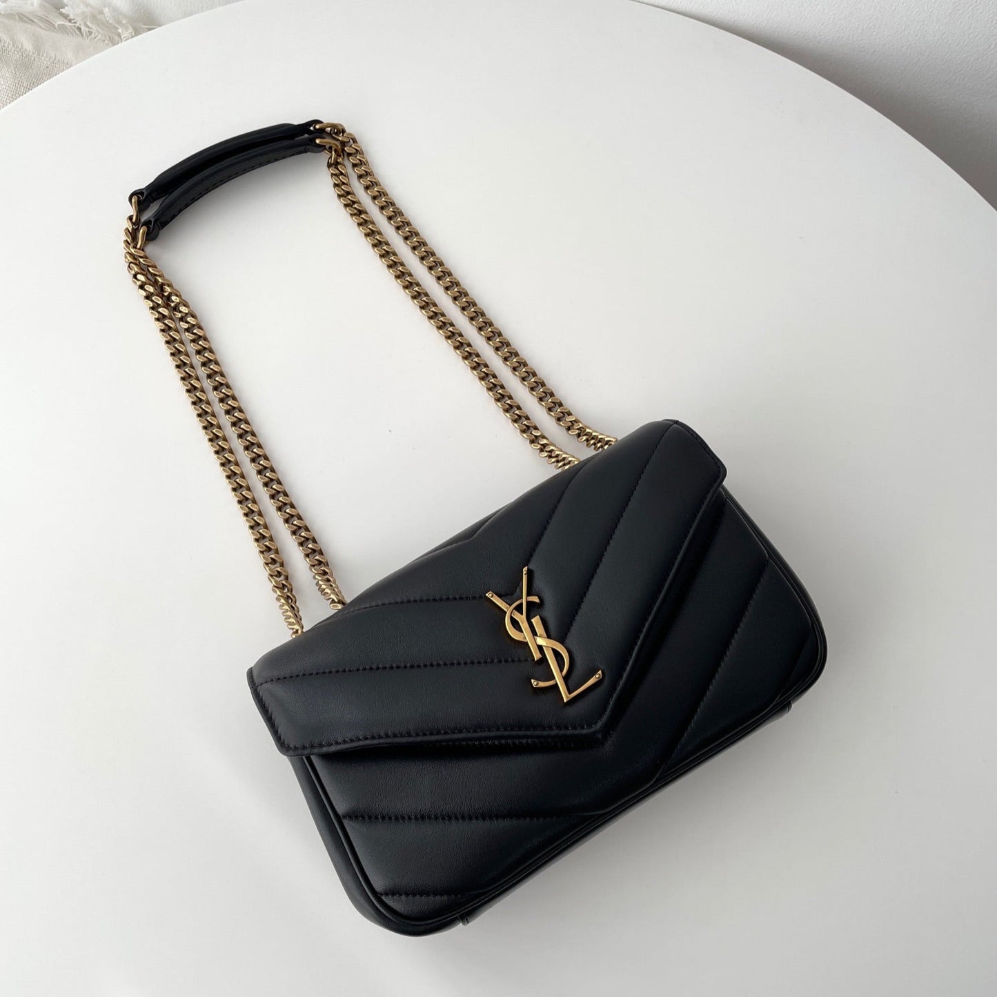 Black Leather New Small Loulou Bag - Level 5