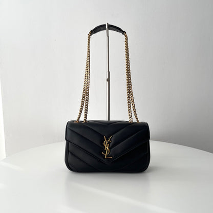 Black Leather New Small Loulou Bag - Level 5