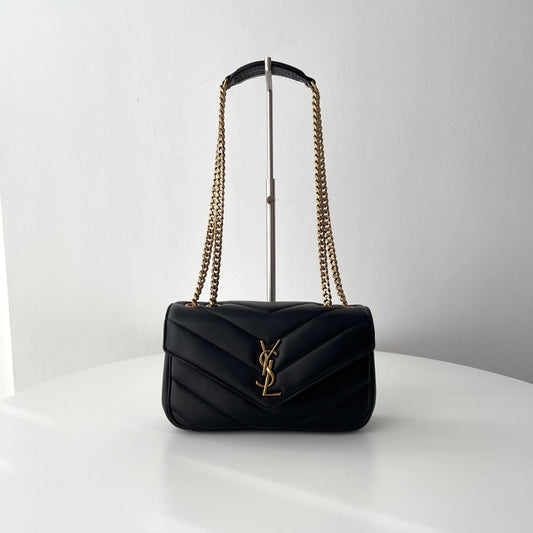 Black Leather New Small Loulou Bag - Level 5