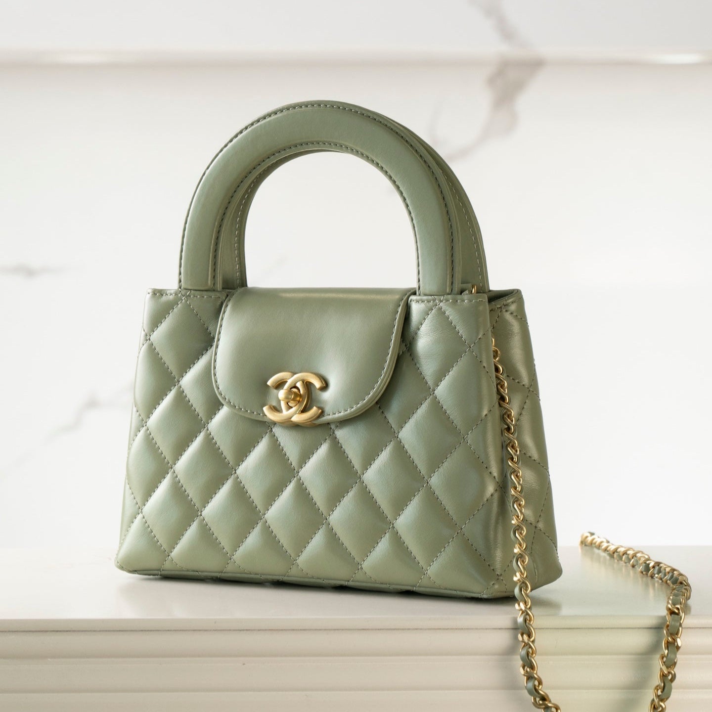 Kelly Bag Mint Green Lambskin Leather - Level 5