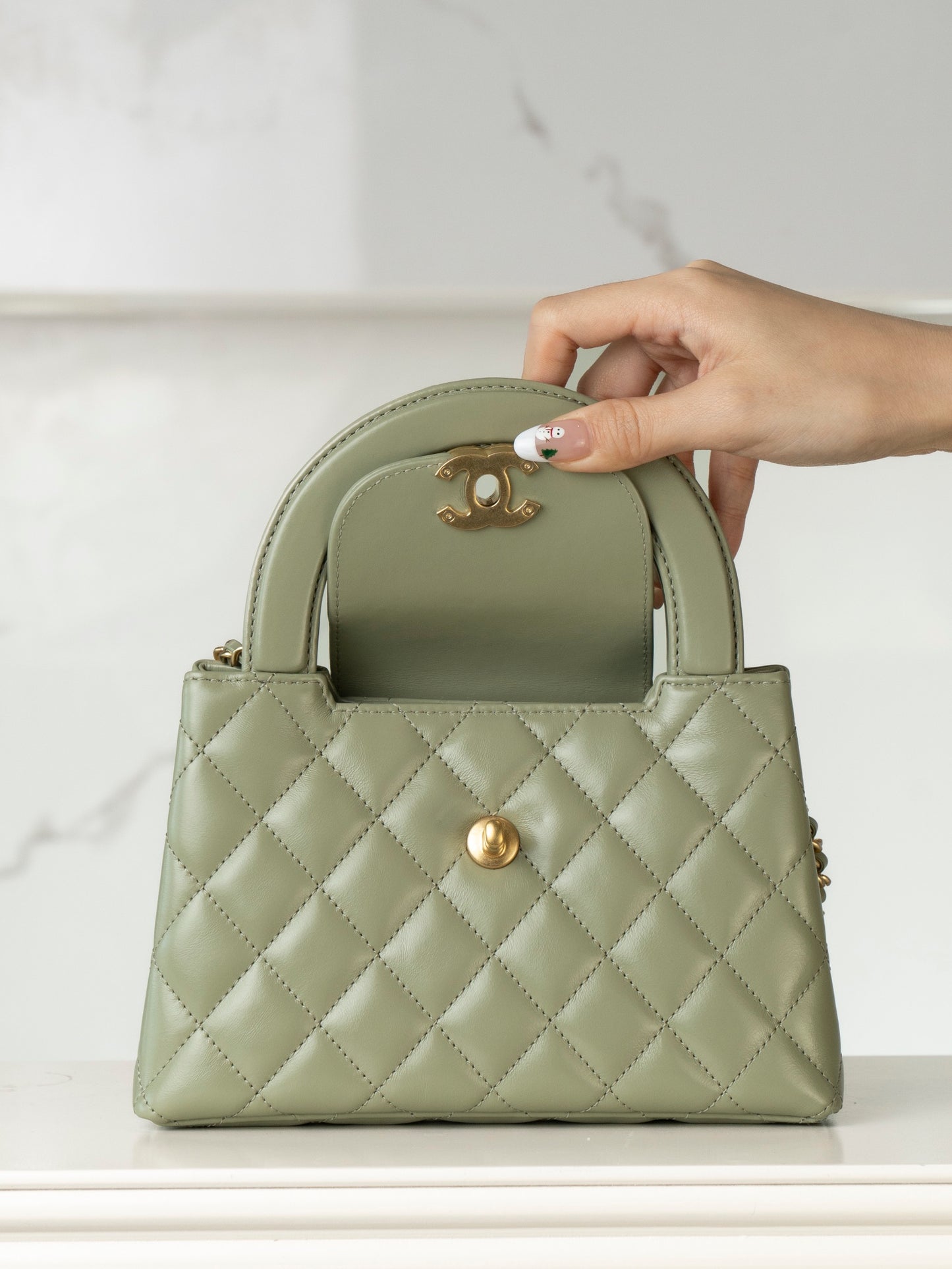 Kelly Bag Mint Green Lambskin Leather - Level 5
